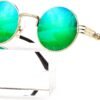 Carsbyvictor Sunglasses Round  Round Steampunk Sunglasses Circle Lennon Hippie Glasses Metal Frame 100% UV Blocking Lens