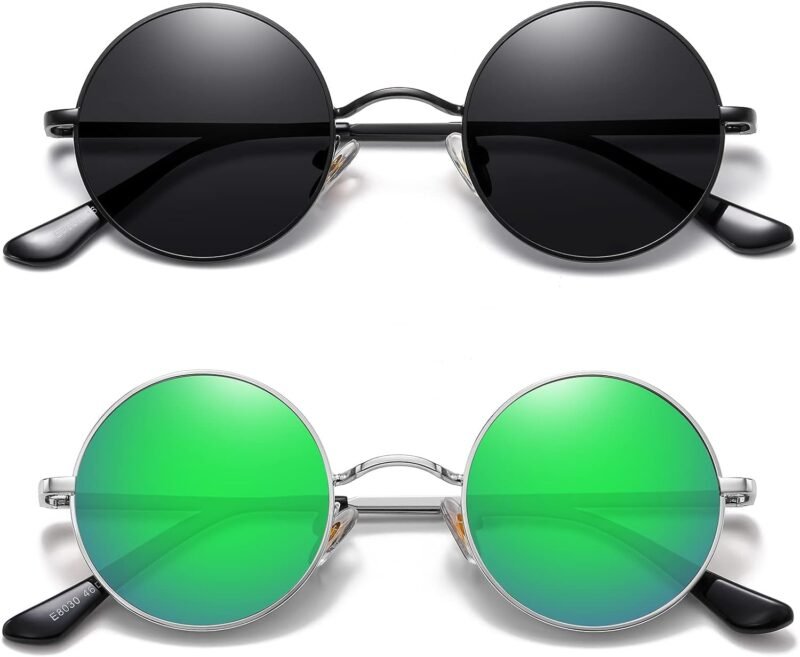 Carsbyvictor Sunglasses Round  Small Round Sunglasses Polarized for Men Women Retro Vintage Circle Hippie Sun Glasses UV400