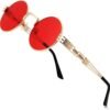 Carsbyvictor Sunglasses Round  Round Steampunk Sunglasses Circle Lennon Hippie Glasses Metal Frame 100% UV Blocking Lens