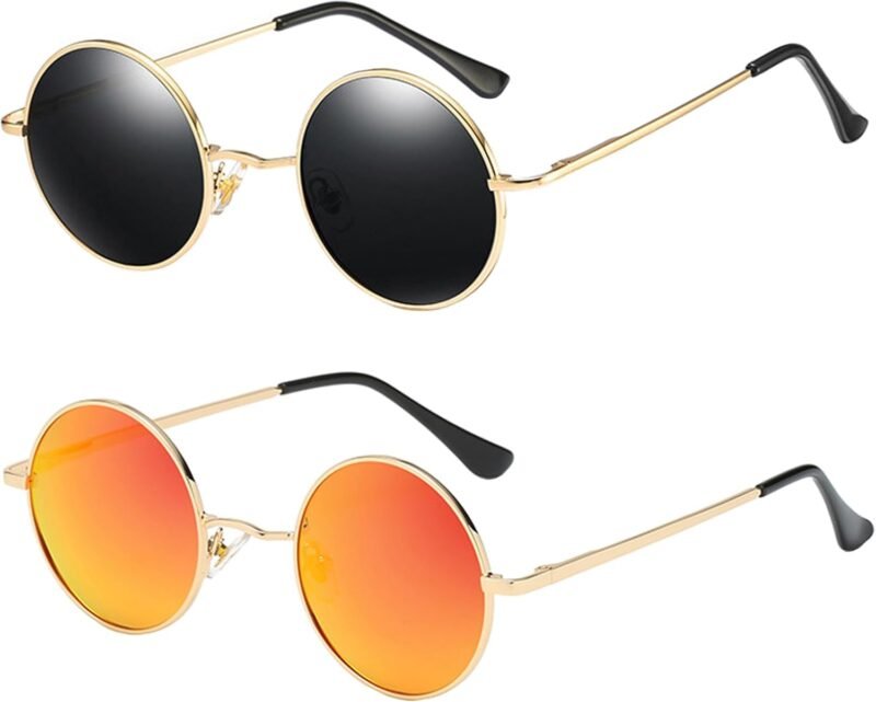 Carsbyvictor Sunglasses Round Trendy Small Round Polarized Sunglasses for Men Women Circle Hippie Style Sun Glasses