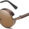 Carsbyvictor Sunglasses Round  Vintage Steampunk Retro Metal Round Circle Frame Sunglasses