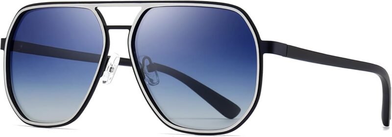 Carsbyvictor Sunglasses for Men and Women, Polarized Trendy Square Sun Glasses Retro Pilot Shades UV Protection