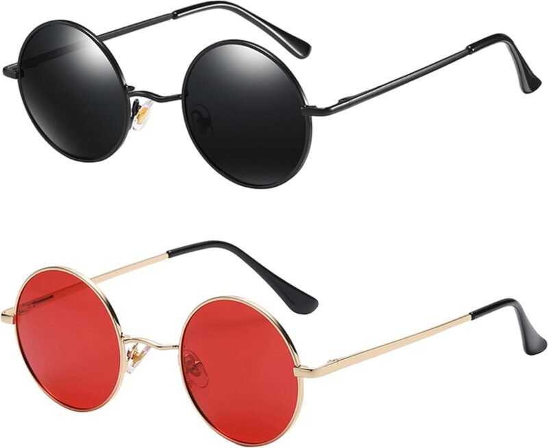 Carsbyvictor Sunglasses Round Trendy Small Round Polarized Sunglasses for Men Women Circle Hippie Style Sun Glasses