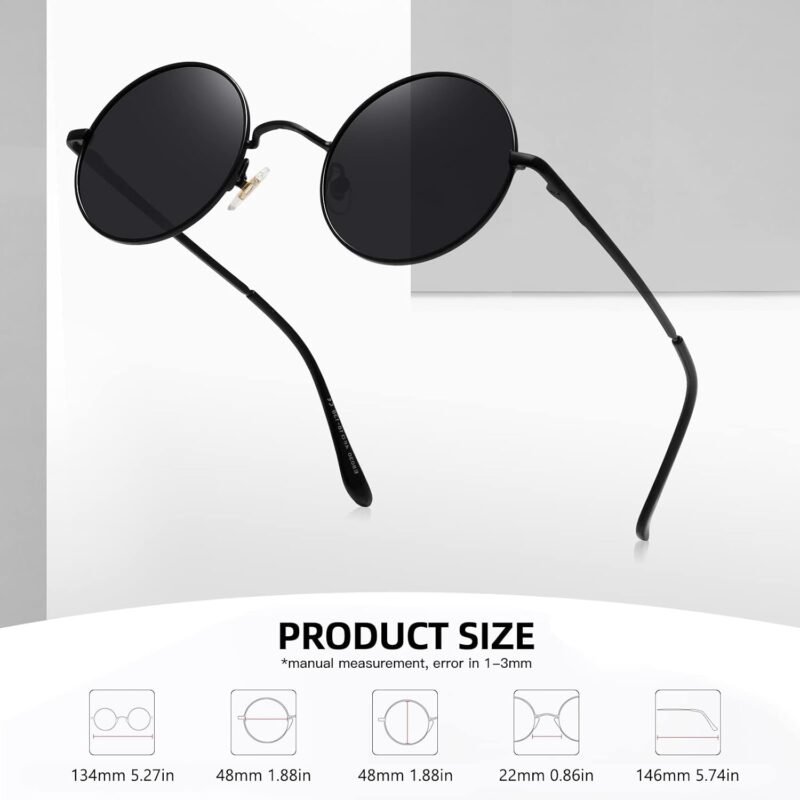 Carsbyvictor Sunglasses Round  Small Round Sunglasses Polarized for Men Women Retro Vintage Circle Hippie Sun Glasses UV400