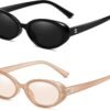 Carsbyvictor Sunglasses Oval Sunglasses for Women Men Fashion Small Oval Sunglasses 90s Vintage Shades