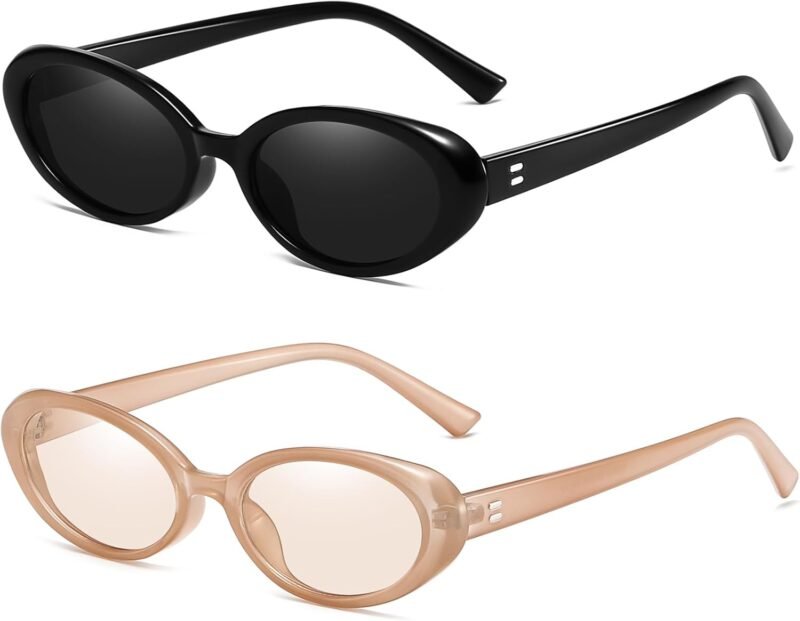 Carsbyvictor Sunglasses Oval Sunglasses for Women Men Fashion Small Oval Sunglasses 90s Vintage Shades
