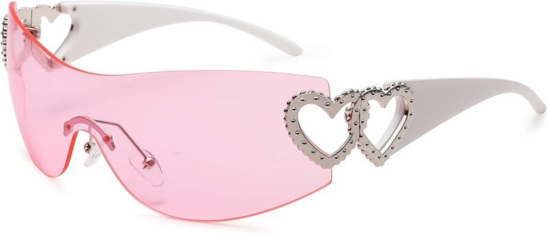 Carsbyvictor Sunglasses Wraparound Pro Wrap Around Rimless Sunglasses Women Men, Oversized Fashion Futuristic Sun Glasses Cool Shade 2000S Trendy