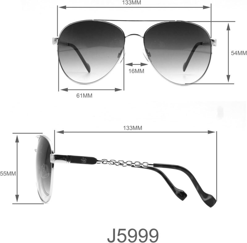 Carsbyvictor Sunglasses Women’s J5999 Classy Metal  Pilot Sunglasses with Uv400 Protection. Glam Gifts for Her, 59 Mm