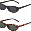 Carsbyvictor Sunglasses Oval Narrow Cat Eye Sunglasses for Women Men 90s Sun Glasses Womens Small Oval Sunglasses Black Shades