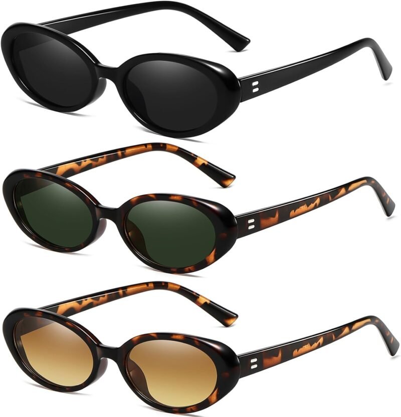 Carsbyvictor Sunglasses Oval Sunglasses for Women Men Fashion Small Oval Sunglasses 90s Vintage Shades