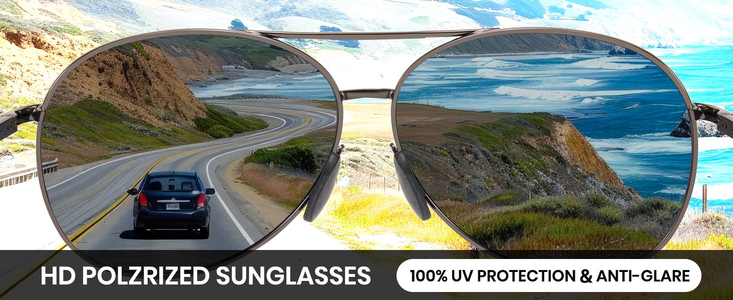 sunglasses for men aviator sunglasses polarized uv protection black brown silver driving travel