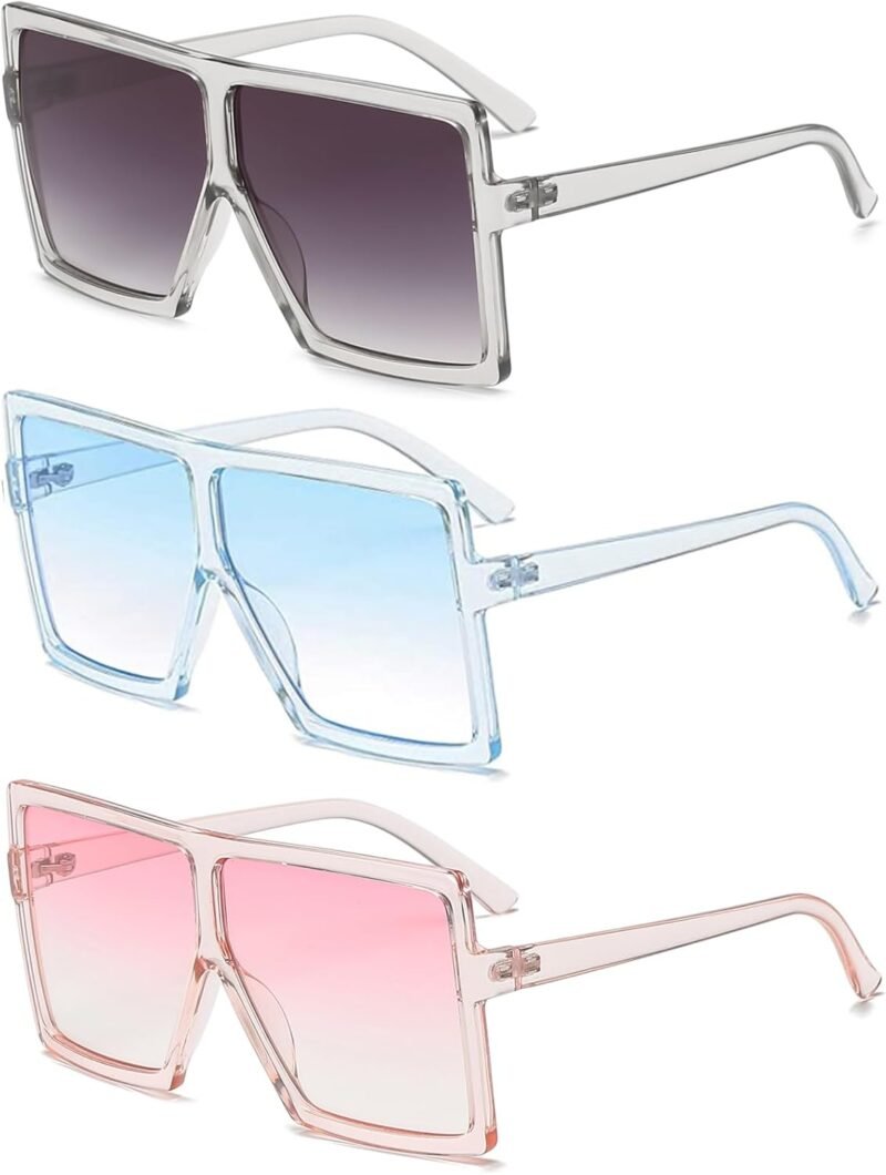 Carsbyvictor Sunglasses Square Square Oversized Sunglasses for Women Men Flat Top Fashion Shades