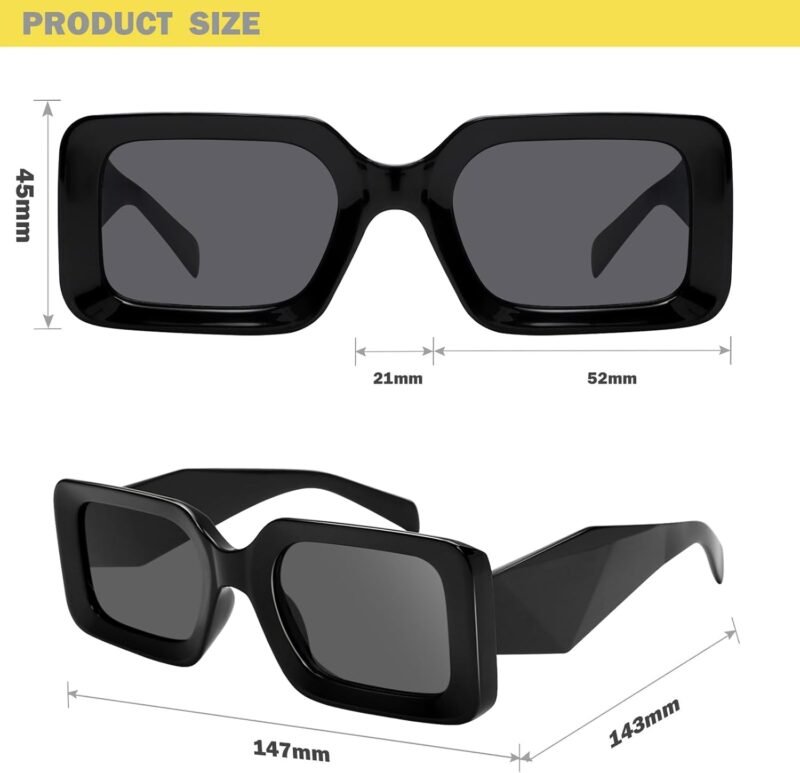 Carsbyvictor Sunglasses Square Rectangle Sunglasses for Women Men- Trendy Shades Retro Square glasses Fashion 90s Eyewear