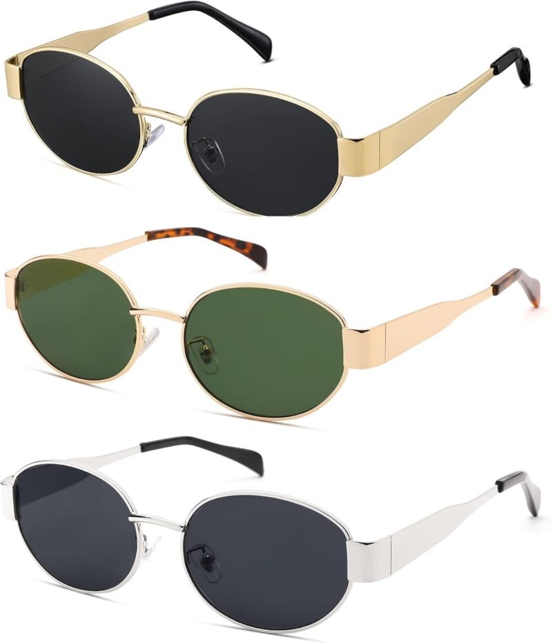 Carsbyvictor Sunglasses Oval Sunglasses for Women Men – Fashion Sun Glasses – Rectangle Metal Frame Shades