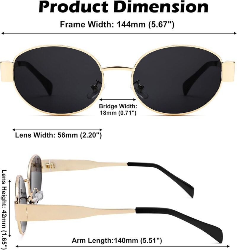 Carsbyvictor Sunglasses Oval Sunglasses for Women Men – Fashion Sun Glasses – Rectangle Metal Frame Shades