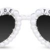 Carsbyvictor Sunglasses Cat EyeBride Sunglasses for Bachelorette White Heart Glasses for Bride to Be Gift, Bachelorette Accessories Party Favors