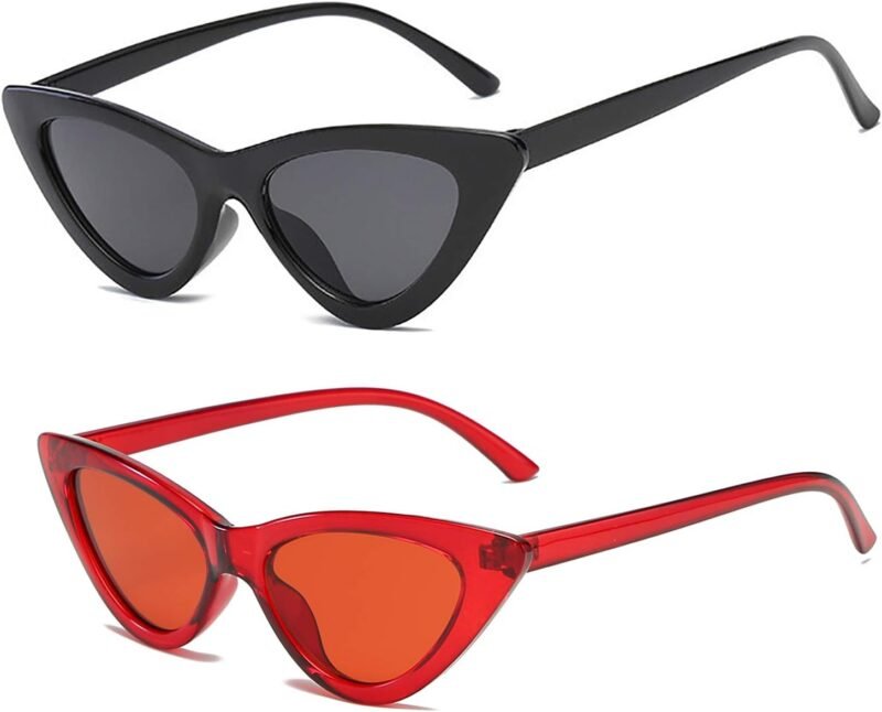 Carsbyvictor Sunglasses Cat Eye Vintage Narrow Cat Eye Sunglasses for Women Clout Goggles Plastic Frame
