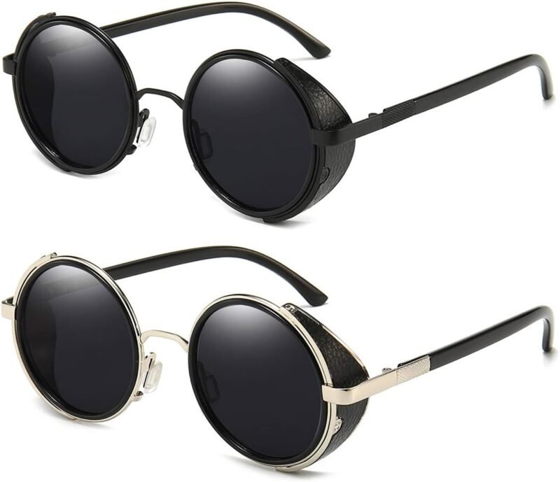Carsbyvictor Sunglasses Round  Steampunk Vintage Retro Round Sunglasses Metal Circle Frame
