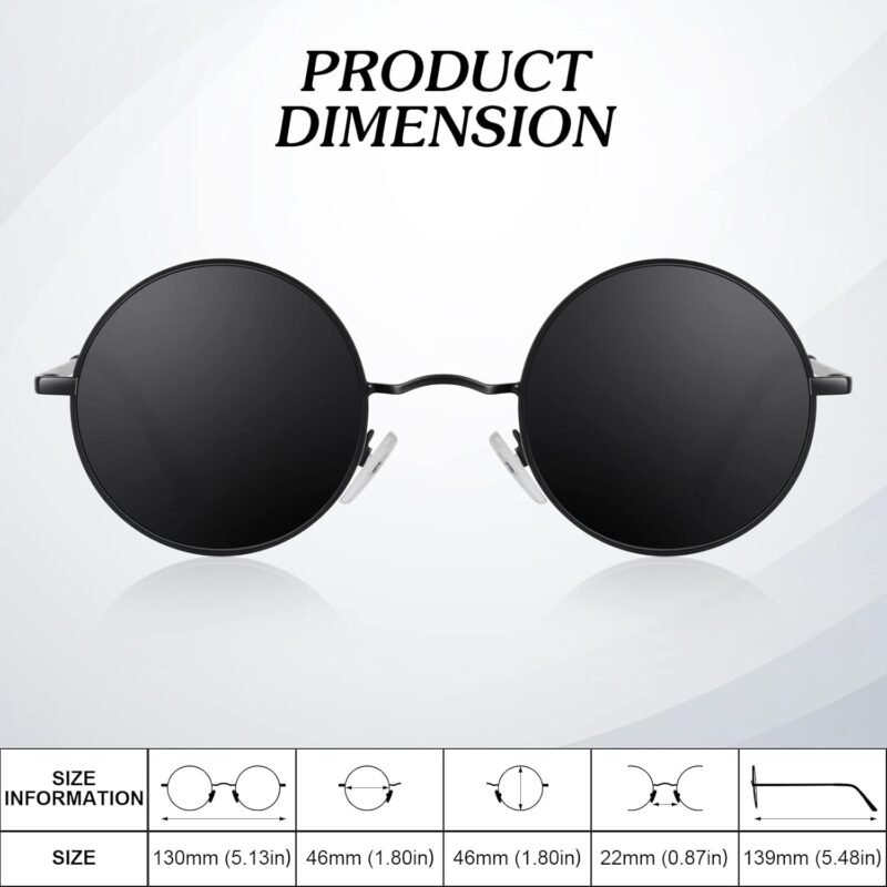 Carsbyvictor Sunglasses Round  Polarized Sunglasses Men Women,Retro Metal Hippie Shades with 100% UV Protection