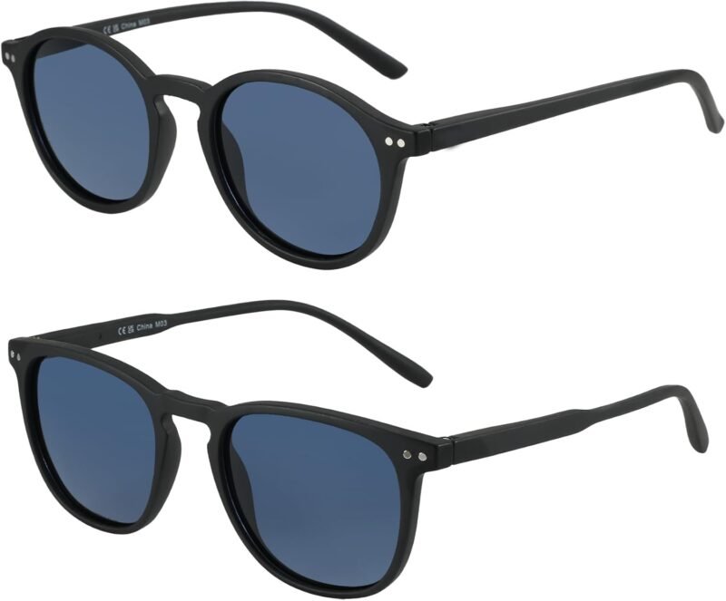 Carsbyvictor Sunglasses Polarized Sunglasses Wayfarerfor Women Men: Retro Shades Round | Square Frame UV Protection 2 Pack