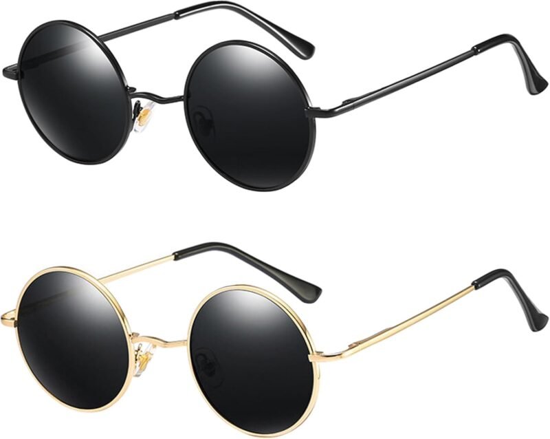 Carsbyvictor Sunglasses Round Trendy Small Round Polarized Sunglasses for Men Women Circle Hippie Style Sun Glasses