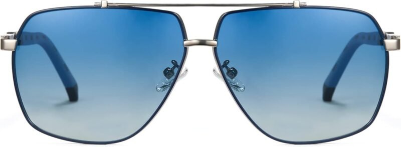 Carsbyvictor Sunglasses for Men Polarized UV Protection Trendy Metal Pilot Sunglasses for Driving Hiking Travel