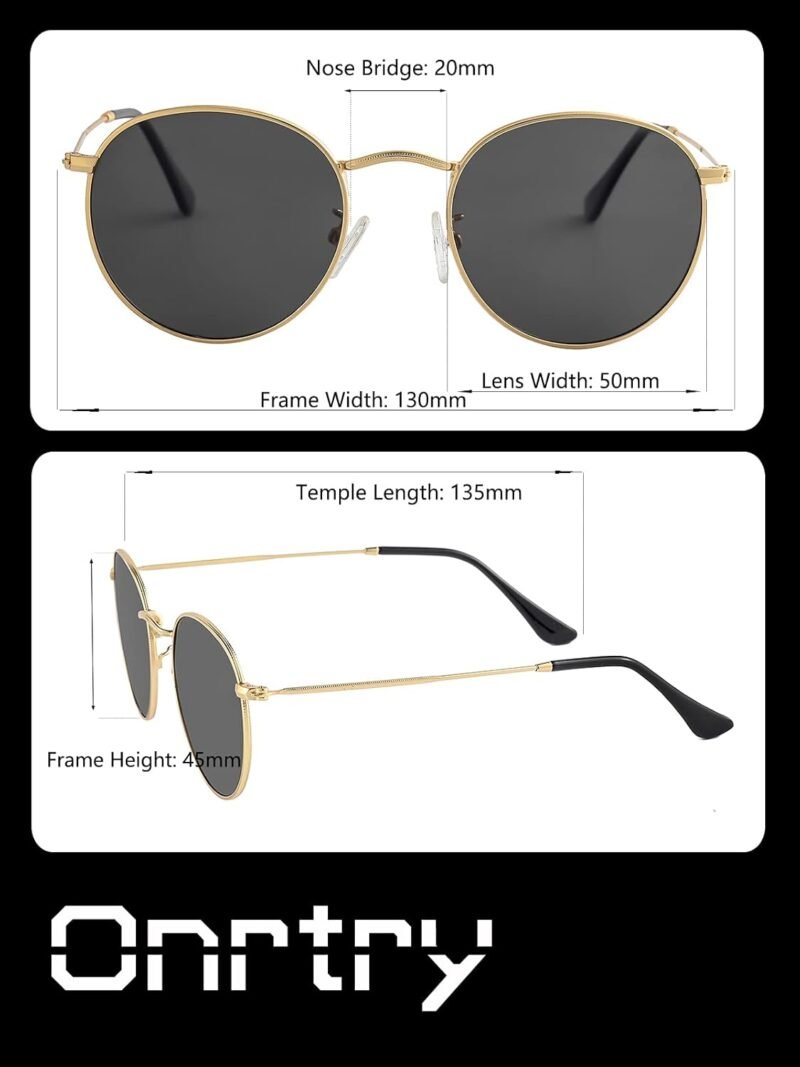 Carsbyvictor Sunglasses Round Small Round Polarized Sunglasses for Men Women Classic Circle Metal Frame Sun Glasses 2 Pack