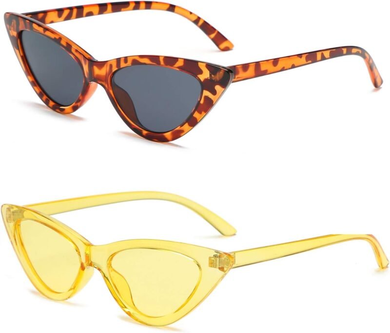 Carsbyvictor Sunglasses Cat Eye Vintage Narrow Cat Eye Sunglasses for Women Clout Goggles Plastic Frame