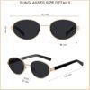 Carsbyvictor Sunglasses Oval Sunglasses Women/Men, Vintage 70s 80s 90s UV400 Protection Eyewear, 56 mm Lens Width