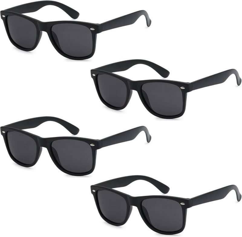 Carsbyvictor Sunglasses Wholesale Unisex 80’s Retro Classic Sunglasses Wayfarer- 100% UV Protection Bulk Sunglasses Wayfarerfor Adults & Teens – Pack of 4