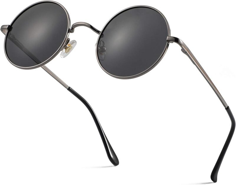 Carsbyvictor Sunglasses Round Trendy Small Round Polarized Sunglasses for Men Women Circle Hippie Style Sun Glasses