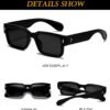 Carsbyvictor Sunglasses Square  Frame Sunglasses for Women Men Trendy Chunky Rectangle Sun Glasses Black Shades UV400 Protection