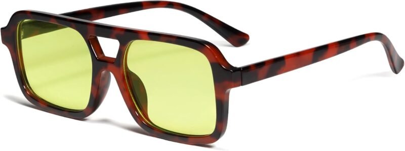 Carsbyvictor Sunglasses Square  Retro 70s Square Aviator Sunglasses for Women Men Vintage Trendy Rectangle Sun Glasses VL9816