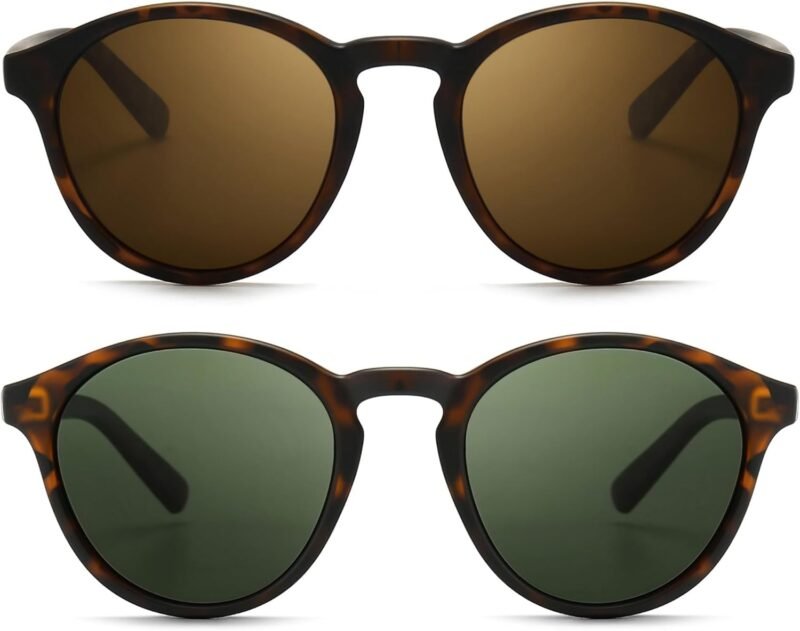 Carsbyvictor Sunglasses Round  Classic Vintage Round Polarized Sunglasses for Women Men Retro Style UV400