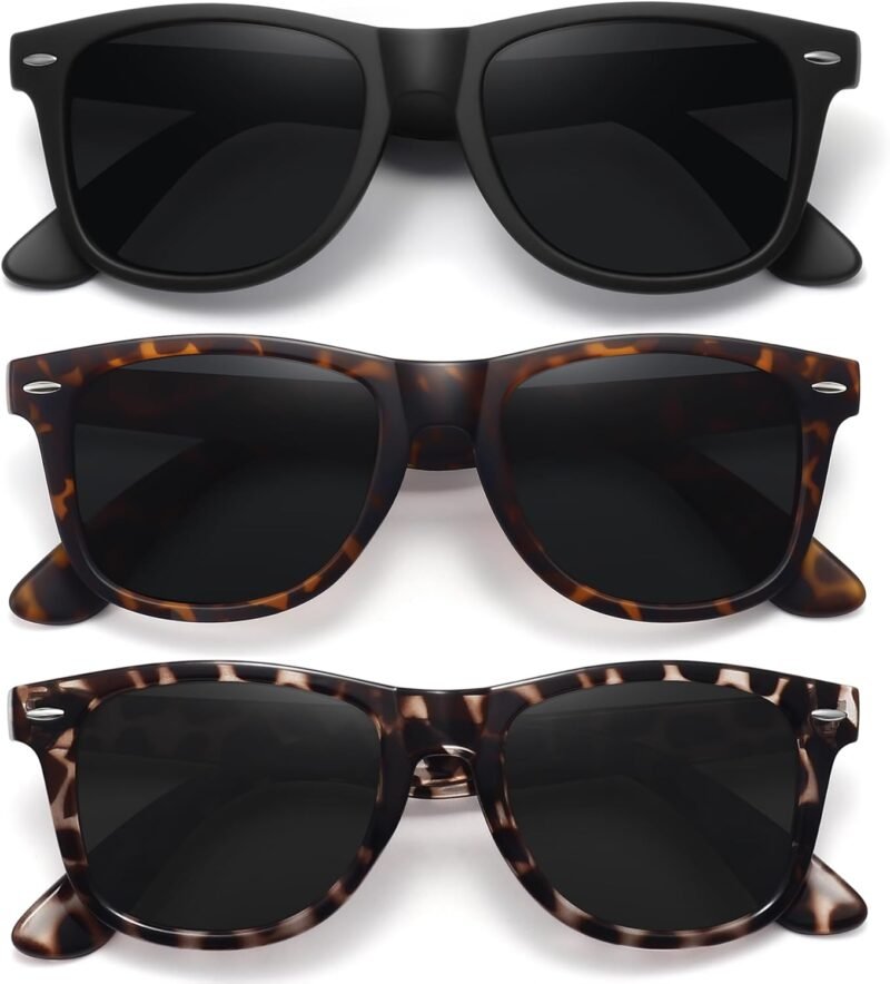 Carsbyvictor Sunglasses Polarized Sunglasses Wayfarerfor Women Men Classic Retro Trendy Driving Sun Glasses UV400 Protection (3 Pack)