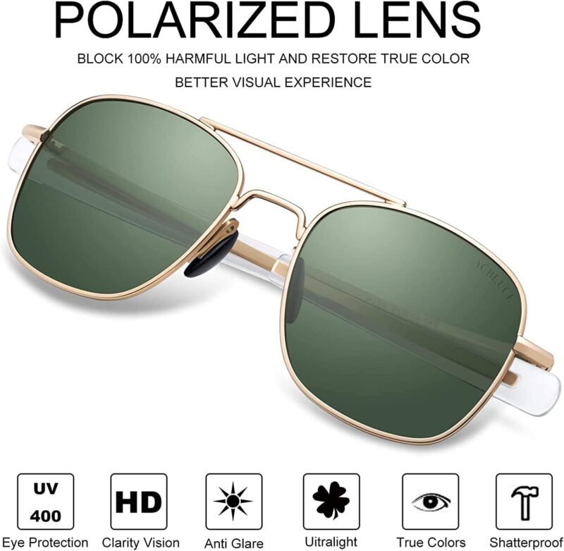 Carsbyvictor SunglassesMens  Sunglasses 53mm TAC Polarized Lense Military Style Metal Frame with Bayonet Temples