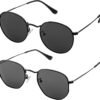Carsbyvictor Sunglasses Round Small Round Polarized Sunglasses for Men Women Classic Circle Metal Frame Sun Glasses 2 Pack
