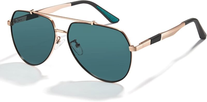 Carsbyvictor Sunglasses Military  Sunglasses for Men Trendy Pilot Shade Metal Frame Polarized Lens UV Protection for Outdoor