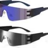 61JR50Se_fL._AC_SL1500 Carsbyvictor Sunglasses Wraparound Y2K Rimless Futuristic Wrap Around Sunglasses Women Men, Trendy Cyberpunk Visor Sunglasses Monoblock Cyclops Shades