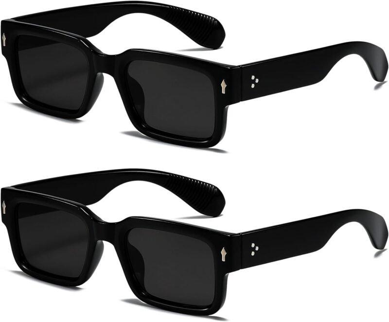 Carsbyvictor Sunglasses Square  Frame Sunglasses for Women Men Trendy Chunky Rectangle Sun Glasses Black Shades UV400 Protection