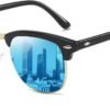 Carsbyvictor Sunglasses Browline Polarized Browline Sunglasses Classic Semi-Rimless Frame Retro Brand Sunglasses for Men and Women UV 400