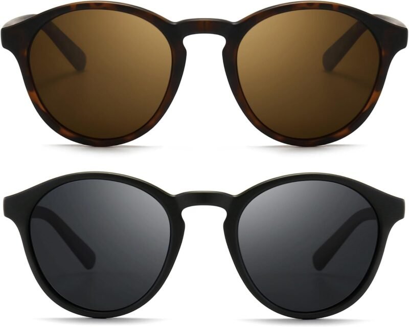 Carsbyvictor Sunglasses Round  Classic Vintage Round Polarized Sunglasses for Women Men Retro Style UV400