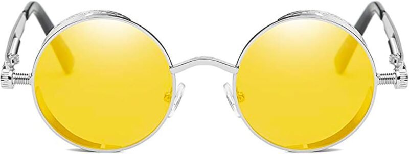 Carsbyvictor Sunglasses Round  Gothic Steampunk Round Polarized UV400 Protection Sunglasses Unisex Street Outdoor
