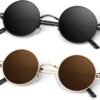Carsbyvictor Sunglasses Round  Polarized Sunglasses Men Women,Retro Metal Hippie Shades with 100% UV Protection