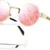 Carsbyvictor Sunglasses Round  Round Steampunk Sunglasses Circle Lennon Hippie Glasses Metal Frame 100% UV Blocking Lens