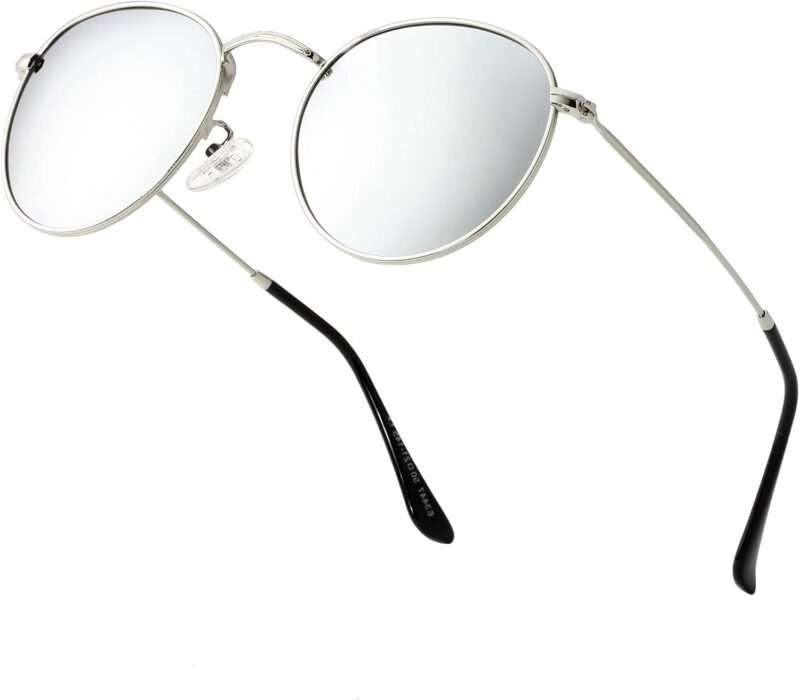 Carsbyvictor Sunglasses Round Polarized Sunglasses for Women Men Classic Retro Sun Glasses Circle Metal Frame Shades UV Protection
