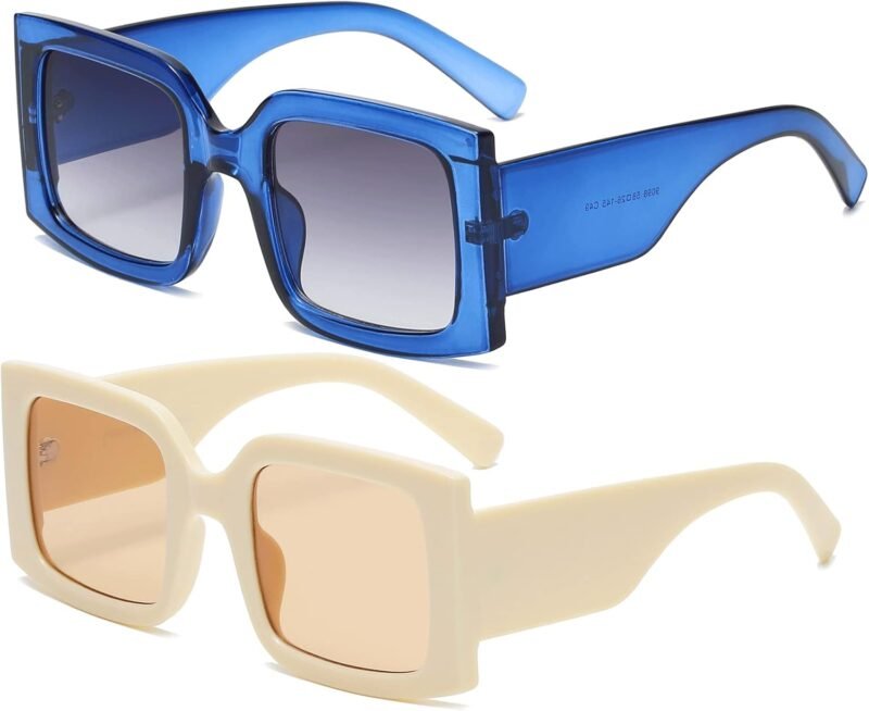 Carsbyvictor Sunglasses Square  Vintage Oversized Sunglasses for Women Men Trendy Square Frame UV400 Protection Sun Glasses