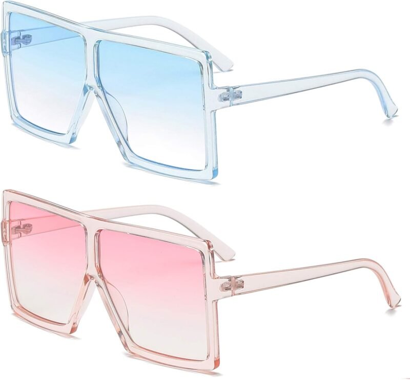 Carsbyvictor Sunglasses Square Square Oversized Sunglasses for Women Men Flat Top Fashion Shades