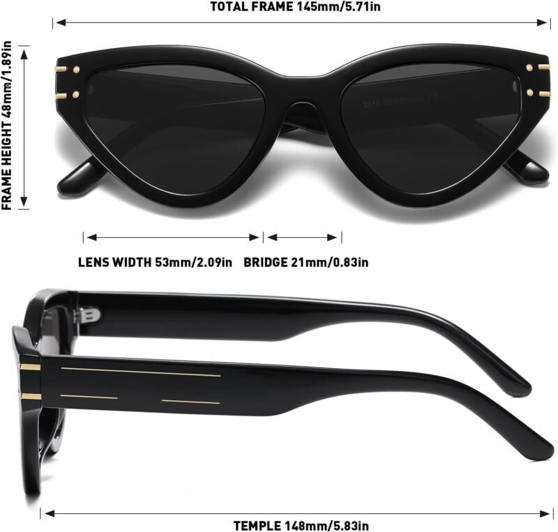 Carsbyvictor Sunglasses Cat Eye Sunglasses for Women Trendy Classic UV400 Protection Triangle Frame Cateye Sun Glasses