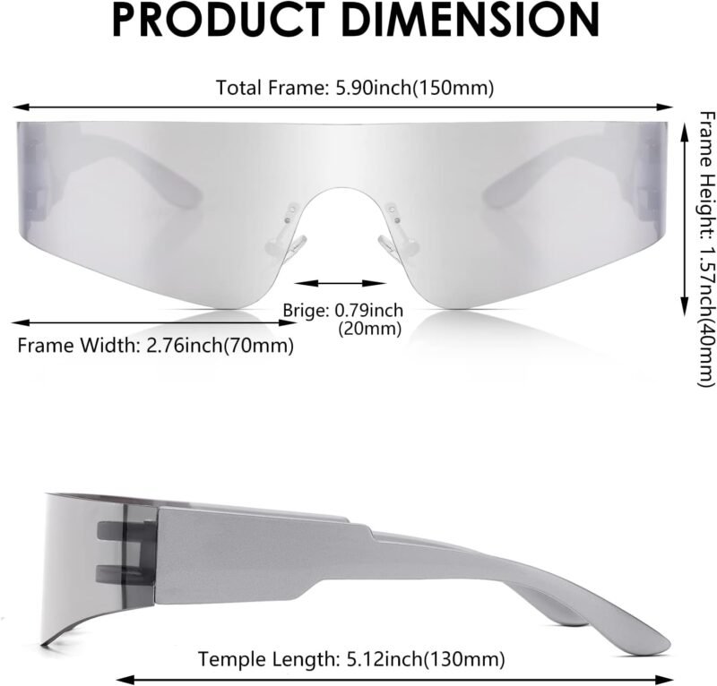 61S1gUjH9EL._AC_SL1500 Carsbyvictor Sunglasses Wraparound Y2K Rimless Futuristic Wrap Around Sunglasses Women Men, Trendy Cyberpunk Visor Sunglasses Monoblock Cyclops Shades